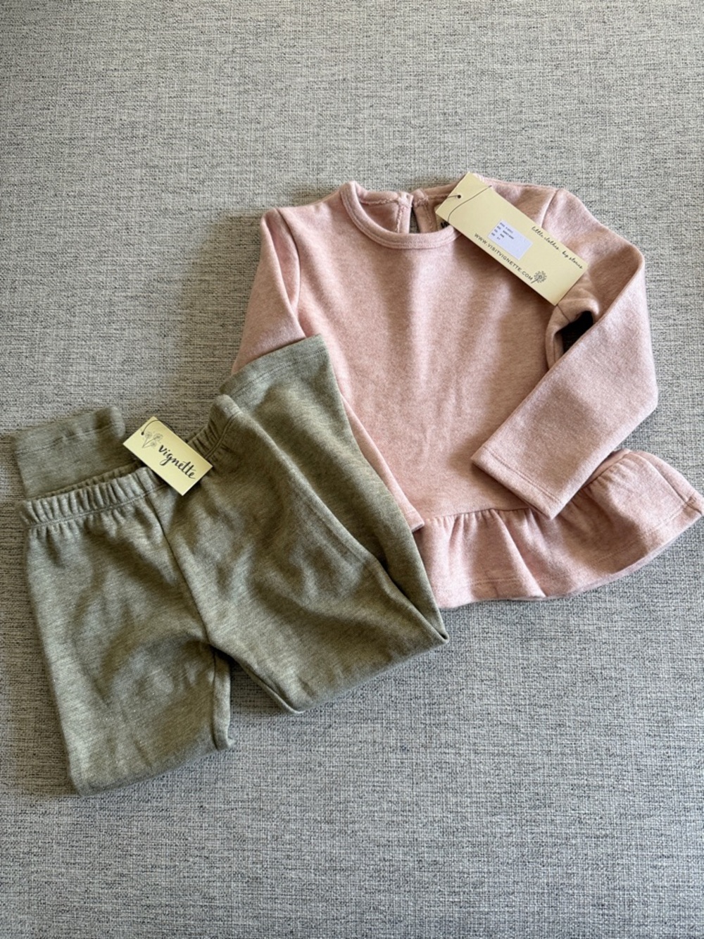 Vignette Girls' Pink Nancy Shirt & Taupe Sparkle Lara Leggings